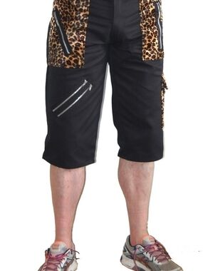 Tiger of London Zip Bondage Pants in Black Cotton with Leopard Trim